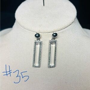 WHBM Elegant Silver Rectangular Drop Earrings